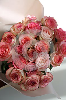 Bouquet of pink-beige rose flowers for celebrations