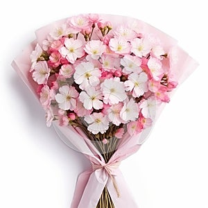 Pink Bouquet With White Flowers - 8k Style, Cherry Blossoms, Warm Tonal Range