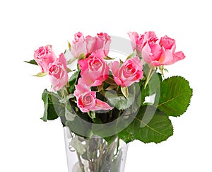 Bouquet of pink roses in vase