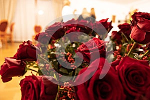 Bouquet of quality red roses waiting to go to new owners