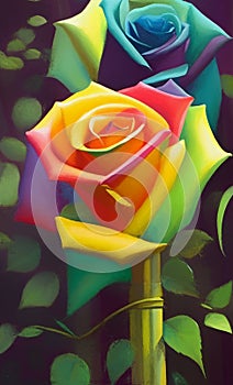 A bouquet of rainbow roses - digital art