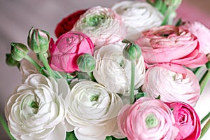 Bouquet of ranunculus of different shades