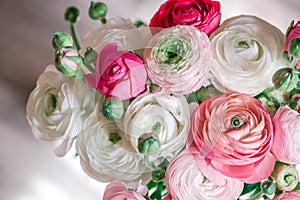 Bouquet of ranunculus of different shades