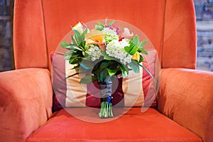 Bouquet on Red Chair