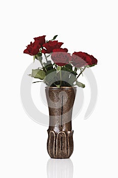 Bouquet of red roses in flower vase