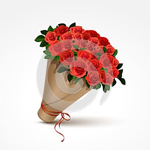 Bouquet of Red Roses Isolated