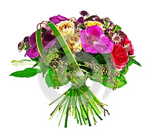 Bouquet of rose, paeonia and orchid