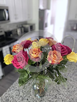 Bouquet of roses in case