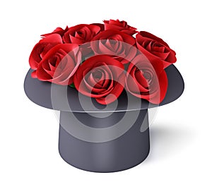 Bouquet of roses in the cylinder hat