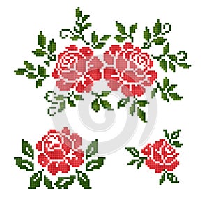 Bouquet of the roses, embroider