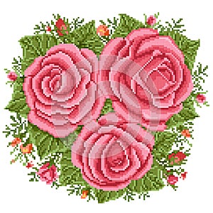 Bouquet of the roses, embroider