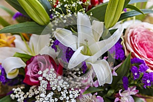 Bouquet of roses and lilies