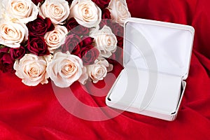 Bouquet of Roses with Open Empty Jewelry Box