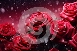 A bouquet of roses on a Valentine's or wedding background.