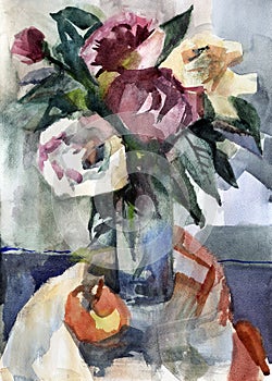 Bouquet of roses in a vase