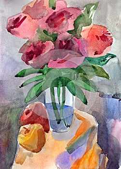 Bouquet of roses in a vase