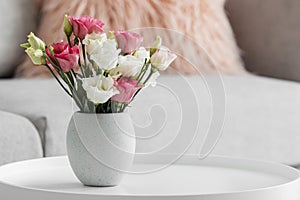 bouquet roses vase with copy space. High quality beautiful photo concept