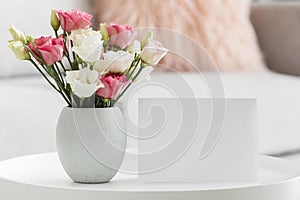 bouquet roses vase empty card. High quality photo