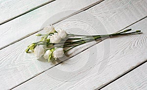 Bouquet with small buds of white roses flowers