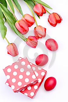 Bouquet of spring tulips for holiday. Bunch of flowers
