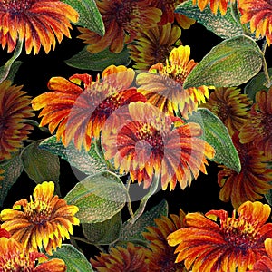 Bouquet sunflowers seamless pattern