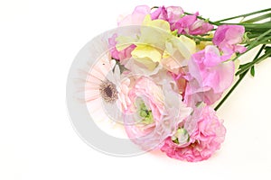 Bouquet of sweetpea ,persian buttercup and transvaa