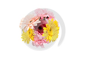 Bouquet of transvaal daisy and carnation isolated on a white background