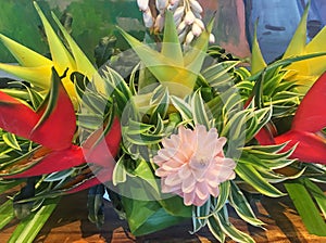 Bouquet of tropical Hawaiian flowers