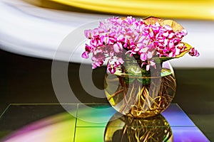 Bouquet of violet flowers or Viola Odorata in bowl