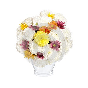 Bouquet of white asters in vase