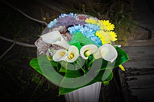 A bouquet of white callas...