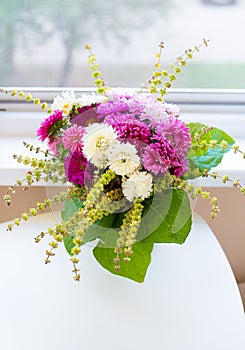 Bouquet of white and pink chrysanthemums