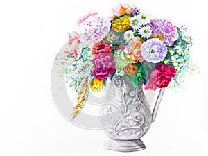 Bouquet in a White Pitcher