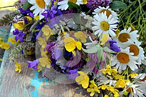 A bouquet of wild flowers collected on a summer day