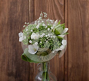 Bouquet of wild flowers in the style of Provence with nuts