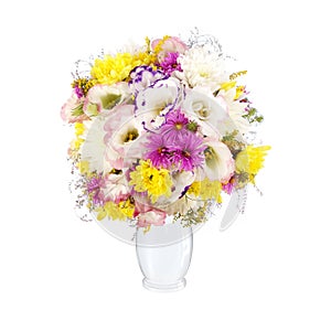 Bouquet of wild flowers in white vase