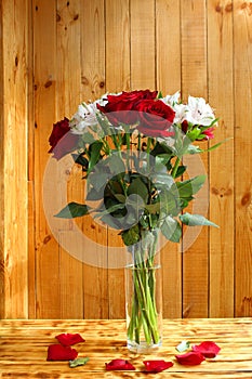 Bouquet of wildflowers in a glass vase