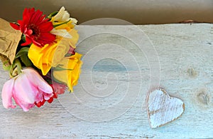 Bouquet on wood dear heart