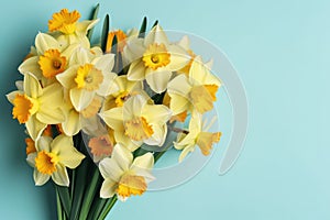 Bouquet yellow daffodils narcissus. Generate Ai