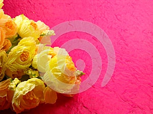 Bouquet Yellow Flowers with Pink Background