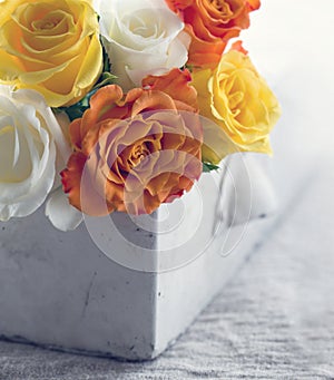 Bouquet of yellow and orange roses