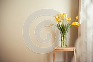 Bouquet of yellow tulips