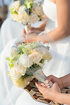 Bouquets in females hand