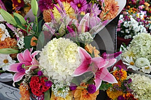Bouquets of Flowers for Sale at a Farmers Market