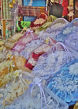 Bouquets of roses in the Medina of Tunis, Tunisia.