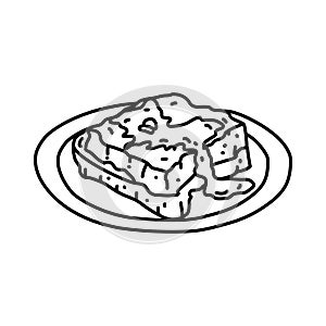 Bourbon Bread Pudding Icon. Doodle Hand Drawn or Outline Icon Style