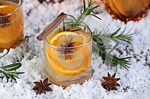 Bourbon with cinnamon with oranges juice