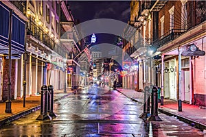 Bourbon Street in Downtown New Orleans, Louisiana, USA photo