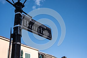 Bourbon Street Sign On Blue Sky