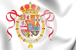 Bourbonic flag, Spain 1701-1760. 3D Illustration